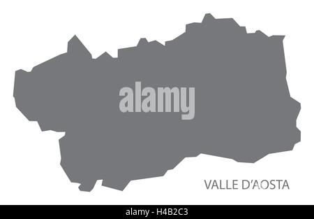 Valle d'Aosta Italia mappa in grigio Illustrazione Vettoriale