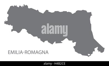 Emilia Romagna Italia mappa in grigio Illustrazione Vettoriale