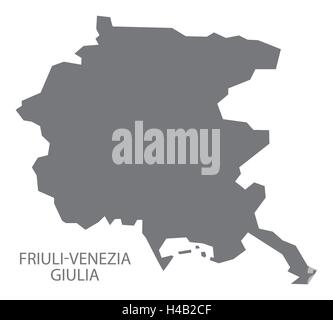 Friuli Venezia Giulia Italia mappa in grigio Illustrazione Vettoriale