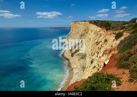 Impressioni del sentiero costiero all'Atlantico da Luz a Lagos di Ponta da Piedade - la suggestiva costa roccia all'Atlantic vicino a Lagos, Algarve, Portogallo, Europa Foto Stock