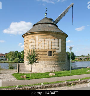 In Germania, in Baviera, Market-ampiamente con il principale, il pedale radian gru, Market-ampiamente, tapis roulant, pedale gru, esterno, gru, fiume, il principale, Foto Stock