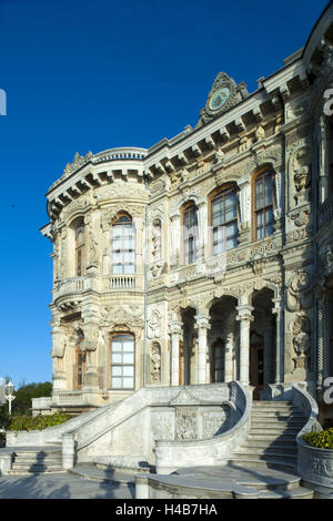 Turchia, Istanbul,, Beykoz Kasri Kücüksu, Kücüksu palazzo sul Bosforo, holiday palace, lussuosamente, ottomani, completamente in marmo bianco costruito, Foto Stock