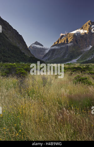 Montare Talbot, Alpi, il Parco Nazionale di Fiordland, Southland, Isola del Sud, Nuova Zelanda Foto Stock
