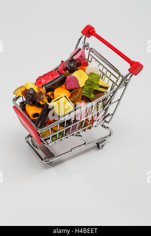 Carrello con Haribo Color-Rado miscela, dal di sopra, Foto Stock