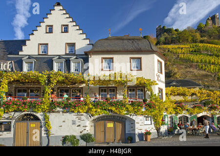 In Germania, in Renania Palatinato, Beisltein, ristorante, vigne, la decorazione floreale, Foto Stock