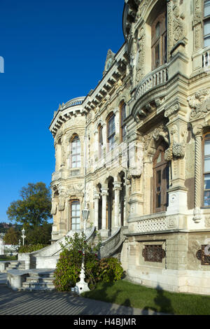 Turchia, Istanbul,, Beykoz Kasri Kücüksu, Kücüksu palazzo sul Bosforo, holiday palace, lussuosamente, ottomani, completamente in marmo bianco costruito, Foto Stock