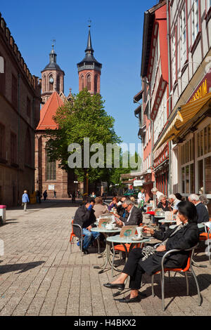 Germania, Bassa Sassonia, Goettingen, la piazza del mercato e la chiesa di San Giacomo, Foto Stock