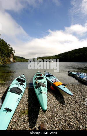 Kayak a Johnstone stretto. Isola di Vancouver. British Columbia. Canada Foto Stock