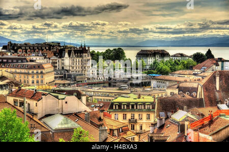 Vista di Losanna dalla Cattedrale - Svizzera Foto Stock