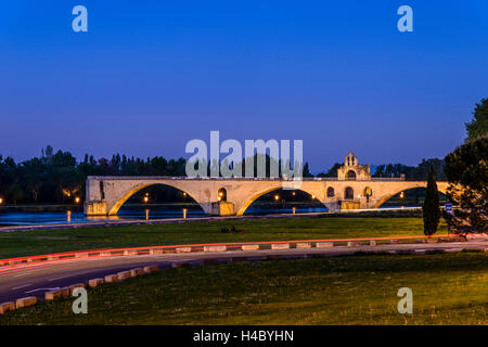 Francia, Provenza, Vaucluse, Avignone, Rhône shore, Ponte Saint-Bénézet : Foto Stock