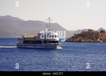 Grecia KASTELLORIZO, il più orientale greco. isola Dodecaneso, Mediterraneo orientale. A circa 1 miglia dalla cittadina turca di Kas, Anatolia. Foto Stock