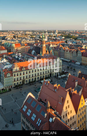 Una vista sul mercato medievale piazza di Wroclaw old town, Bassa Slesia, Polonia. Foto Stock