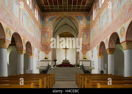 Germania, Baden-Württemberg, Reichenau - Oberzell, Georgskirche interno, vista del coro Foto Stock