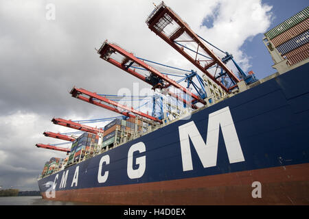 Nave portacontainer CMA CGM Marco Polo nel porto di Amburgo Foto Stock