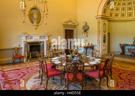 La sala da pranzo, Holkham Hall, Pozzi-next-Mare, Norfolk, Inghilterra Foto Stock