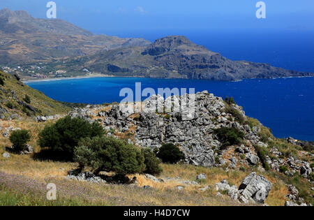 Creta, paesaggi sulla costa sud di Sellia dal Mar Libico Foto Stock