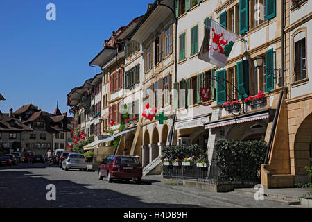 Morat nel Cantone di Friburgo, Svizzera Foto Stock