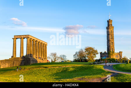 Monumenti a Calton Hill a Edimburgo - Scozia Foto Stock