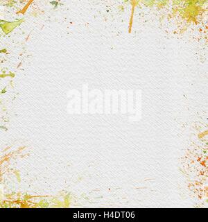 Vuoto a grana ruvida background artistico con colorate acquerello blobs per Scrapbooking e design Foto Stock