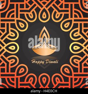 Felice diwali tradizionale lampada festosa simbolo con il modello tradizionale di decorazione illustrazione vettoriale Illustrazione Vettoriale