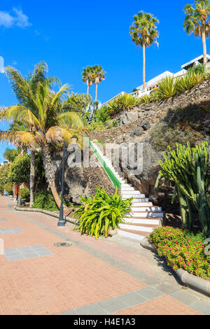 Morro Jable passeggiata lungo la spiaggia sulla costa della penisola di Jandia, Fuerteventura, Isole Canarie, Spagna Foto Stock