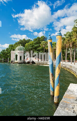 Florida, Miami, Coconut Grove, Vizcaya giardini, la Baia di Biscayne, Tea House Foto Stock