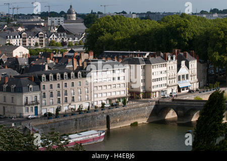 Angers, la città sul fiume Maine banca, Maine e Loire Valley, Francia. Foto Stock