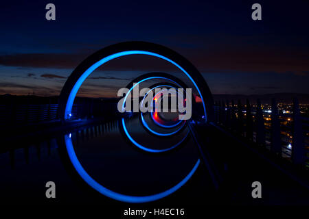 Il Falkirk Wheel di notte Foto Stock