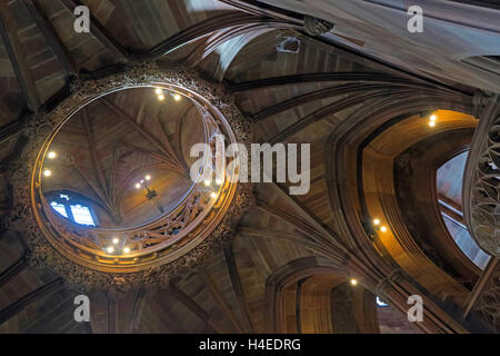 John Rylands Library storico soffitto,Deansgate, Manchester, Inghilterra, Regno Unito Foto Stock