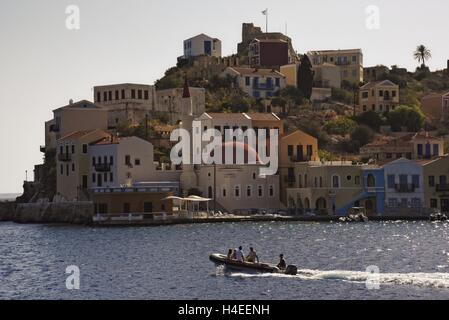 Grecia KASTELLORIZO, il più orientale greco. isola Dodecaneso, Mediterraneo orientale. A circa 1 miglia dalla cittadina turca di Kas, Anatolia. Foto Stock
