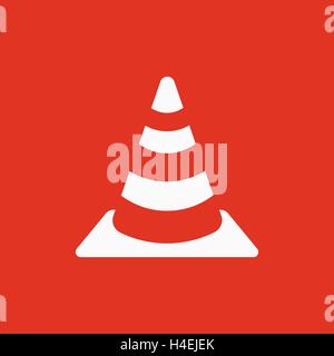 Il cono di traffico e la relativa icona. Sicurezza e attenzione, pericolo, simbolo di avvertimento. Appartamento Illustrazione Vettoriale