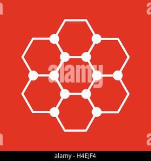 La molecola icona. Atom e chimica, dna, fisica simbolo. Appartamento Illustrazione Vettoriale