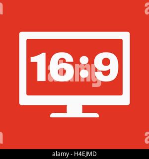 Il rapporto di aspetto 16 9 icona widescreen. Tv e video simbolo Illustrazione Vettoriale