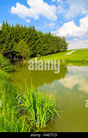 Lago nel paesaggio di campagna in primavera, Burgenland, Austria meridionale Foto Stock