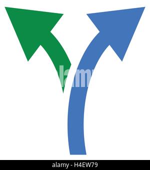 Due modo simbolo freccia, icona a forma di freccia. Frecce curve a sinistra e a destra Illustrazione Vettoriale