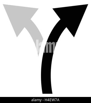 Due modo simbolo freccia, icona a forma di freccia. Frecce curve a sinistra e a destra Illustrazione Vettoriale