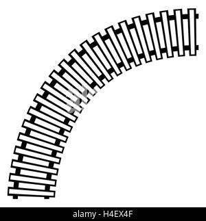 Curvatura via treno, ferrovia via silhouette isolato Illustrazione Vettoriale