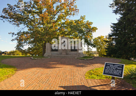 Indirizzo Lincoln Memorial a soldati' il Cimitero Nazionale di Gettysburg National Military Park, Pennsylvania, STATI UNITI D'AMERICA Foto Stock