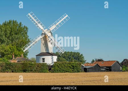 Il Post Mill, Saxtead Green, Suffolk, Inghilterra Foto Stock