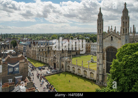 King's College da St Mary's Tower, Cambridge, Cambridgeshire, Inghilterra Foto Stock