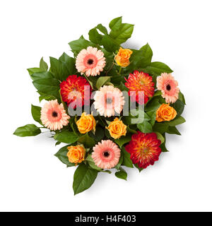 Bouquet con fiori autunnali su sfondo bianco; Foto Stock