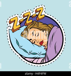 Fumetto ragazza dorme nel letto Illustrazione Vettoriale