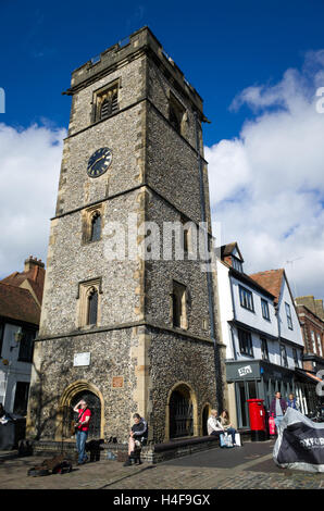 La Torre dell Orologio a St Albans City Centre, England, Regno Unito Foto Stock