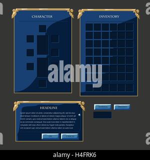 Set di vettore di fantasia di elementi di interfaccia. I pulsanti, le finestre popup e i menu. Illustrazione Vettoriale