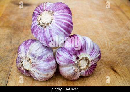 Aglio Rosso che è su legno impilate, food ispirato Foto Stock