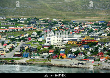 Vista della città di Hammerfest, Finnmark, Norvegia Foto Stock