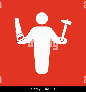 Il falegname avatar icona. Builder e tuttofare, artigiano simbolo. Appartamento Illustrazione Vettoriale
