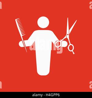 Il barbiere avatar icona. Barbiere e parrucchiere, parrucchiere simbolo. Appartamento Illustrazione Vettoriale