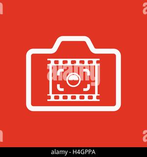 L'icona della fotocamera. Foto e fotografo, simbolo del film. Appartamento Illustrazione Vettoriale