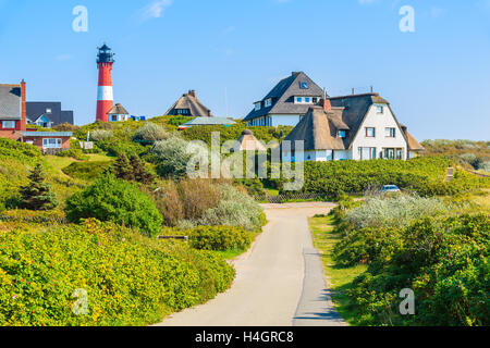 Strada di faro in Hornum villaggio sulla costa meridionale dell'isola di Sylt, Germania Foto Stock